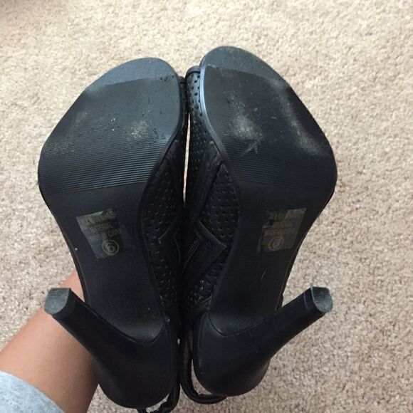 Black Caged Peep Toe Heels - Picture 3 of 5